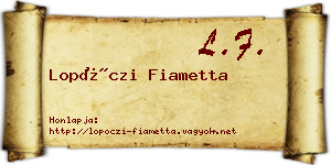Lopóczi Fiametta névjegykártya